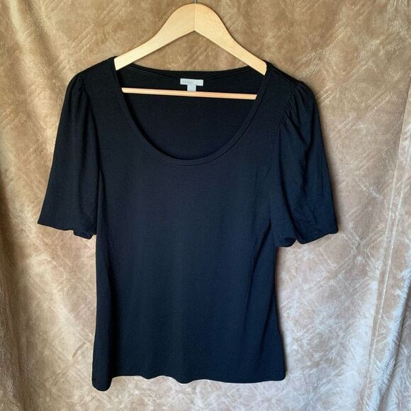 Old Navy Scoop Neck Blouse | Small | Bell Sleeves Modal Lightweight Black Top - Picture 1 of 11